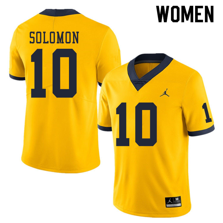 Women #10 Anthony Solomon Michigan Wolverines College Football Jerseys Sale-Yellow